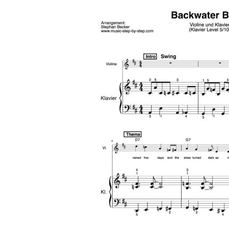 “Backwater Blues” für Geige (Klavierbegleitung Level 5/10) | inkl. Aufnahme, Text, Begleitaufnahme und Solo by music-step-by-step