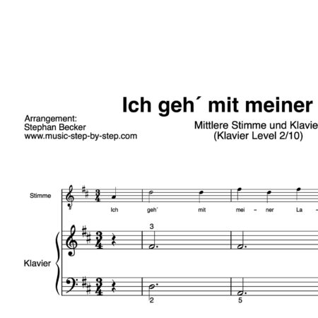“Ich geh´mit meiner Laterne” für Gesang, mittlere Stimme (Klavierbegleitung Level 2/10) | inkl. Aufnahme, Text und Begleitaufnahme by music-step-by-step