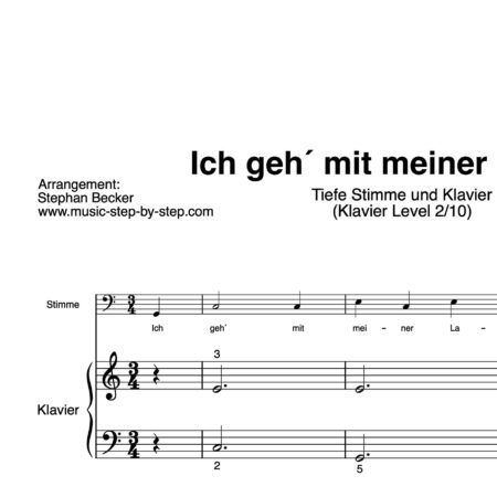 “Ich geh´mit meiner Laterne” für Gesang, tiefe Stimme (Klavierbegleitung Level 2/10) | inkl. Aufnahme, Text und Begleitaufnahme by music-step-by-step