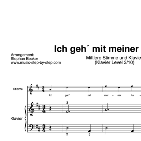 “Ich geh´mit meiner Laterne” für Gesang, mittlere Stimme (Klavierbegleitung Level 3/10) | inkl. Aufnahme, Text und Begleitaufnahme by music-step-by-step