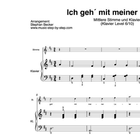 “Ich geh´mit meiner Laterne” für Gesang, mittlere Stimme (Klavierbegleitung Level 6/10) | inkl. Aufnahme, Text und Begleitaufnahme by music-step-by-step