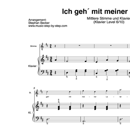 “Ich geh´mit meiner Laterne” für Gesang, mittlere Stimme (Klavierbegleitung Level 6/10) | inkl. Aufnahme, Text und Begleitaufnahme by music-step-by-step