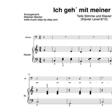 “Ich geh´mit meiner Laterne” für Gesang, tiefe Stimme (Klavierbegleitung Level 6/10) | inkl. Aufnahme, Text und Begleitaufnahme by music-step-by-step