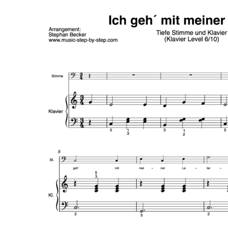 “Ich geh´mit meiner Laterne” für Gesang, tiefe Stimme (Klavierbegleitung Level 6/10) | inkl. Aufnahme, Text und Begleitaufnahme by music-step-by-step