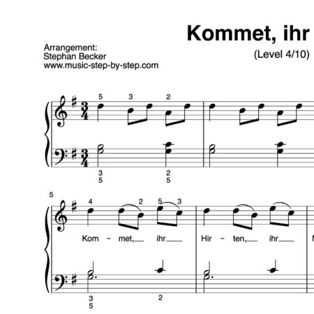 "Kommet, ihr Hirten" für Klavier (Klavierbegleitung Level 4/10) by music-step-by-step