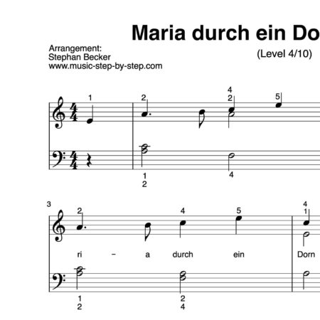 "Maria durch ein´ Dornwald ging" für Klavier (Klavierbegleitung Level 4/10) by music-step-by-step