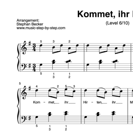 "Kommet, ihr Hirten" für Klavier (Klavierbegleitung Level 6/10) by music-step-by-step