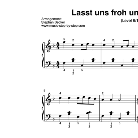 "Lasst uns froh und munter sein" für Klavier (Klavierbegleitung Level 6/10) by music-step-by-step