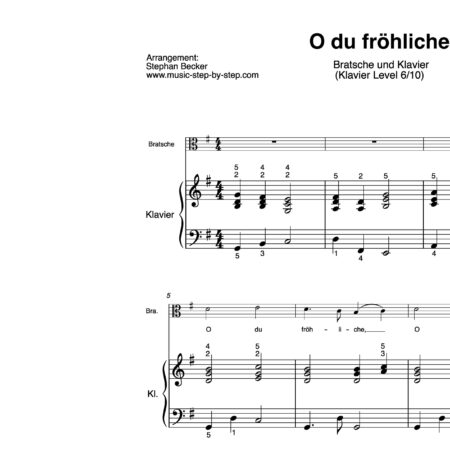 “O du fröhliche” für Bratsche (Klavierbegleitung Level 6/10) | inkl. Aufnahme, Text und Begleitaufnahme by music-step-by-step