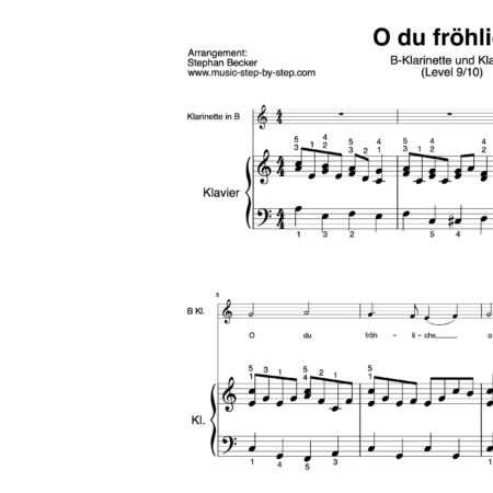 “O du fröhliche” für Klarinett in B (Klavierbegleitung Level 9/10) | inkl. Aufnahme, Text und Begleitaufnahme music-step-by-step
