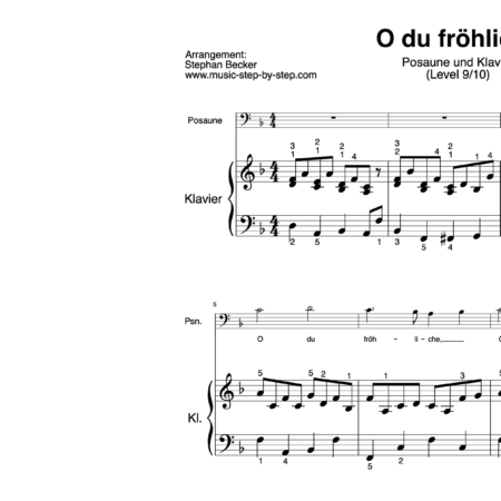 “O du fröhliche” für Posaune (Klavierbegleitung Level 9/10) | inkl. Aufnahme, Text und Begleitaufnahme music-step-by-step